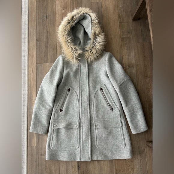 J. Crew Gray Stadium Cloth Coat - Picture 1 of 4